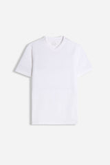 T-SHIRT SCOLLO A V BASIC STRETCH BIANCO