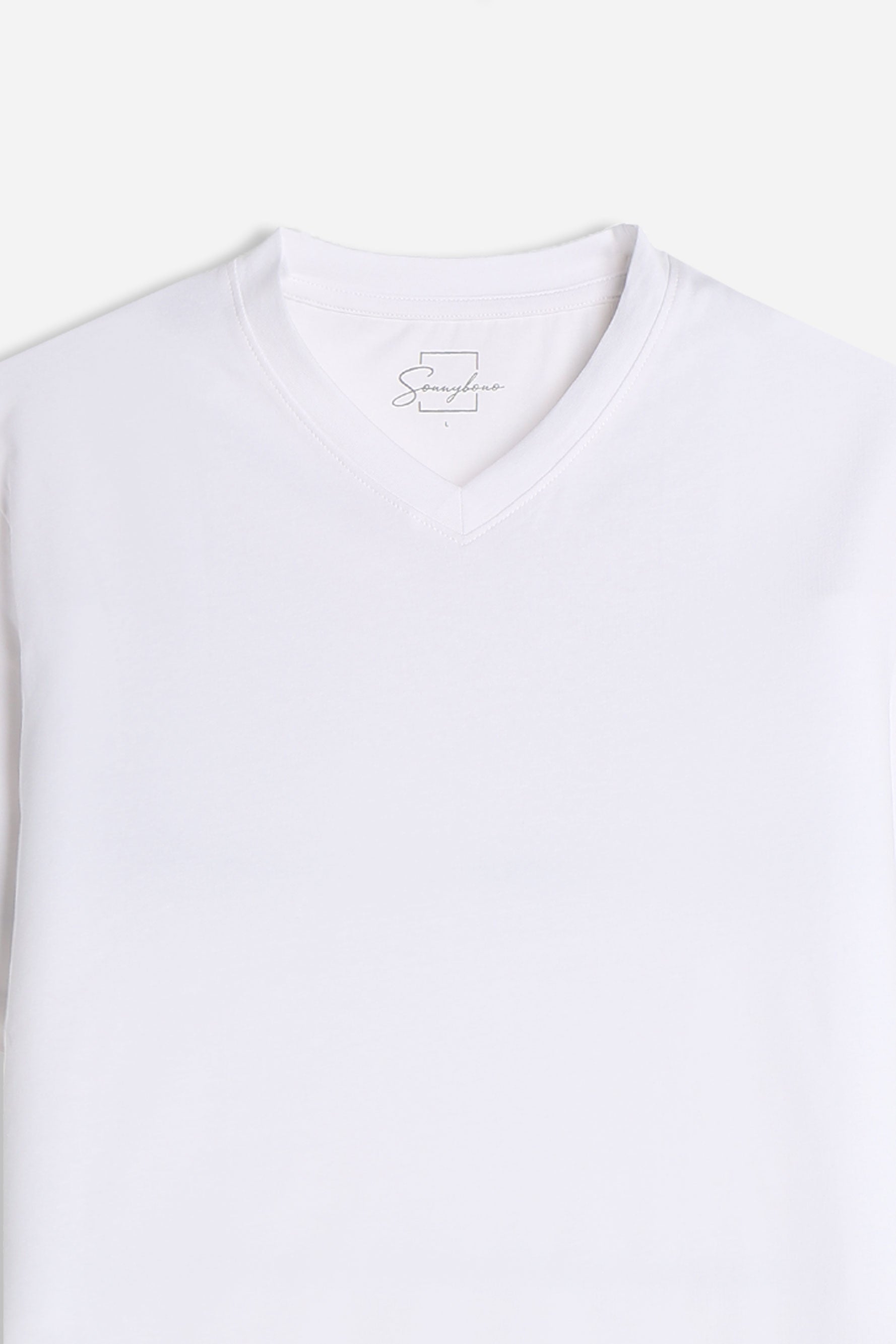 T-SHIRT SCOLLO A V BASIC STRETCH BIANCO