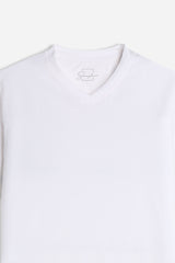 T-SHIRT SCOLLO A V BASIC STRETCH BIANCO