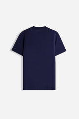 T-SHIRT SCOLLO A V BASIC STRETCH BLEU