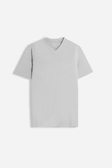 T-SHIRT SCOLLO A V BASIC STRETCH GRIGIO GHIACCIO