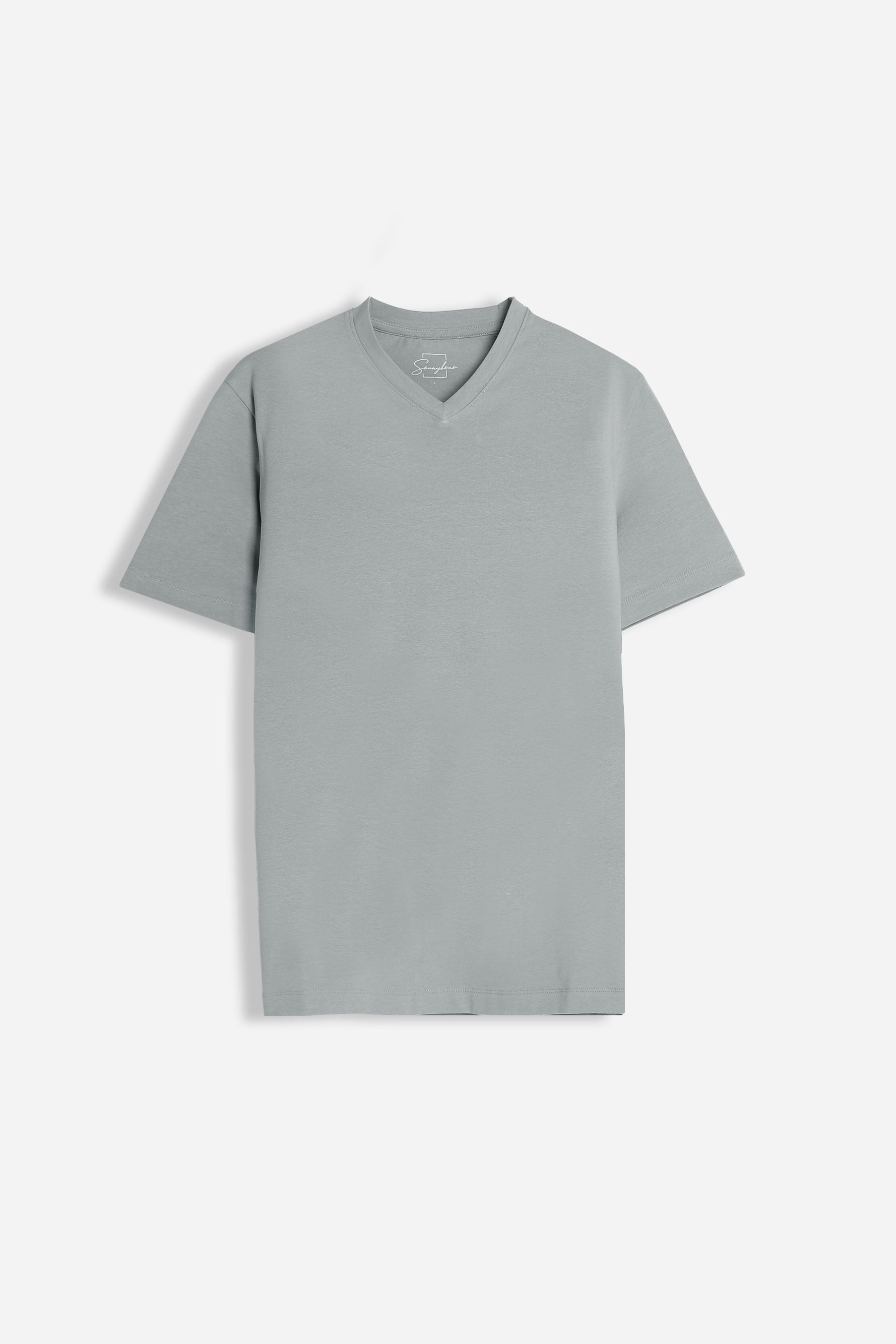 T-SHIRT SCOLLO A V BASIC STRETCH GRIGIO SCURO