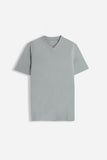 T-SHIRT SCOLLO A V BASIC STRETCH GRIGIO SCURO