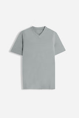 T-SHIRT SCOLLO A V BASIC STRETCH GRIGIO SCURO
