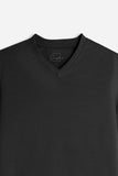 T-SHIRT SCOLLO A V BASIC STRETCH NERO