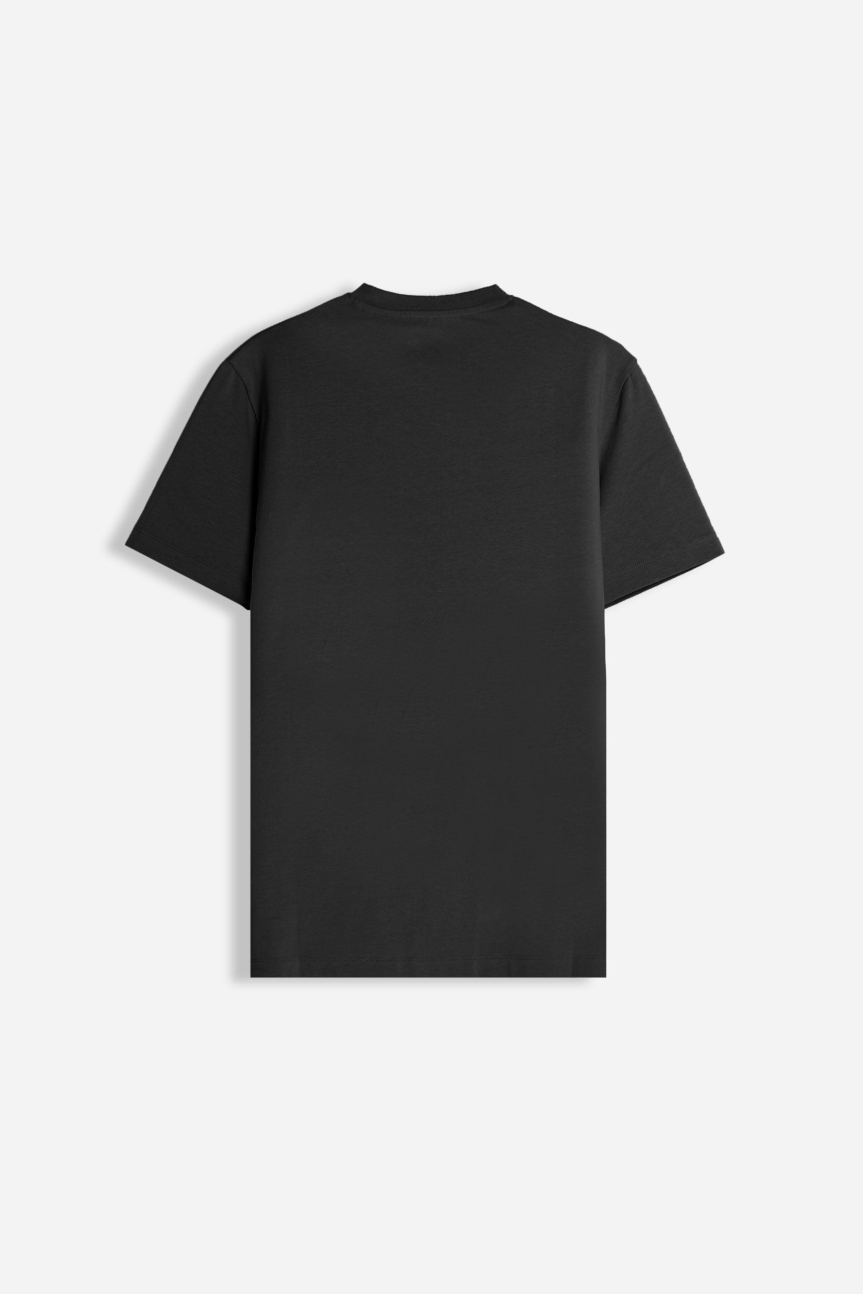 T-SHIRT SCOLLO A V BASIC STRETCH NERO