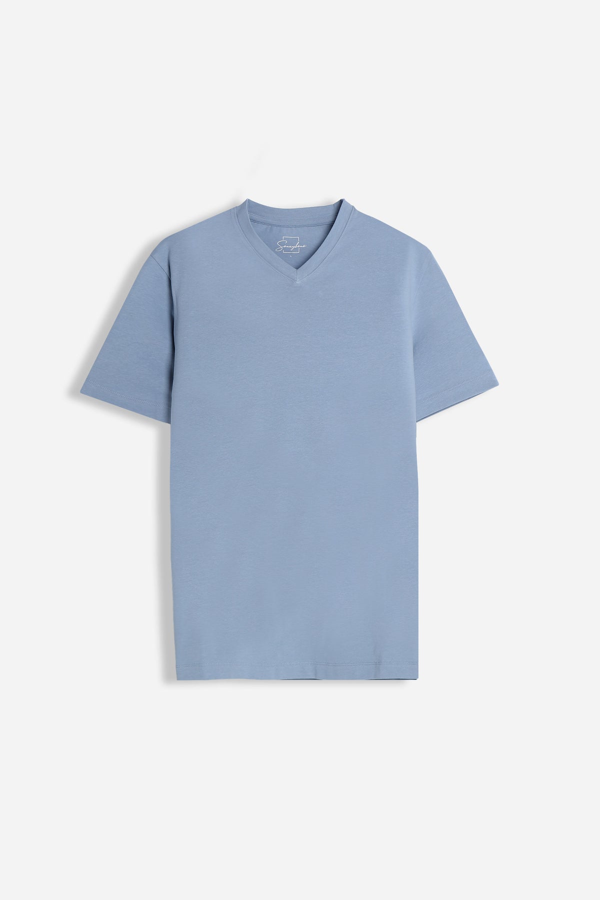 T-SHIRT SCOLLO A V BASIC STRETCH POLVERE