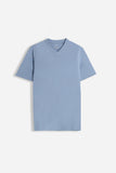 T-SHIRT SCOLLO A V BASIC STRETCH POLVERE