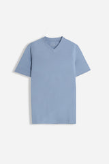 T-SHIRT SCOLLO A V BASIC STRETCH POLVERE