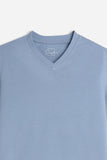T-SHIRT SCOLLO A V BASIC STRETCH POLVERE