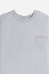 T-SHIRT GIROCOLLO STRETCH CON COLLO E TASCHINO A COSTINE GRIGIO GHIACCIO