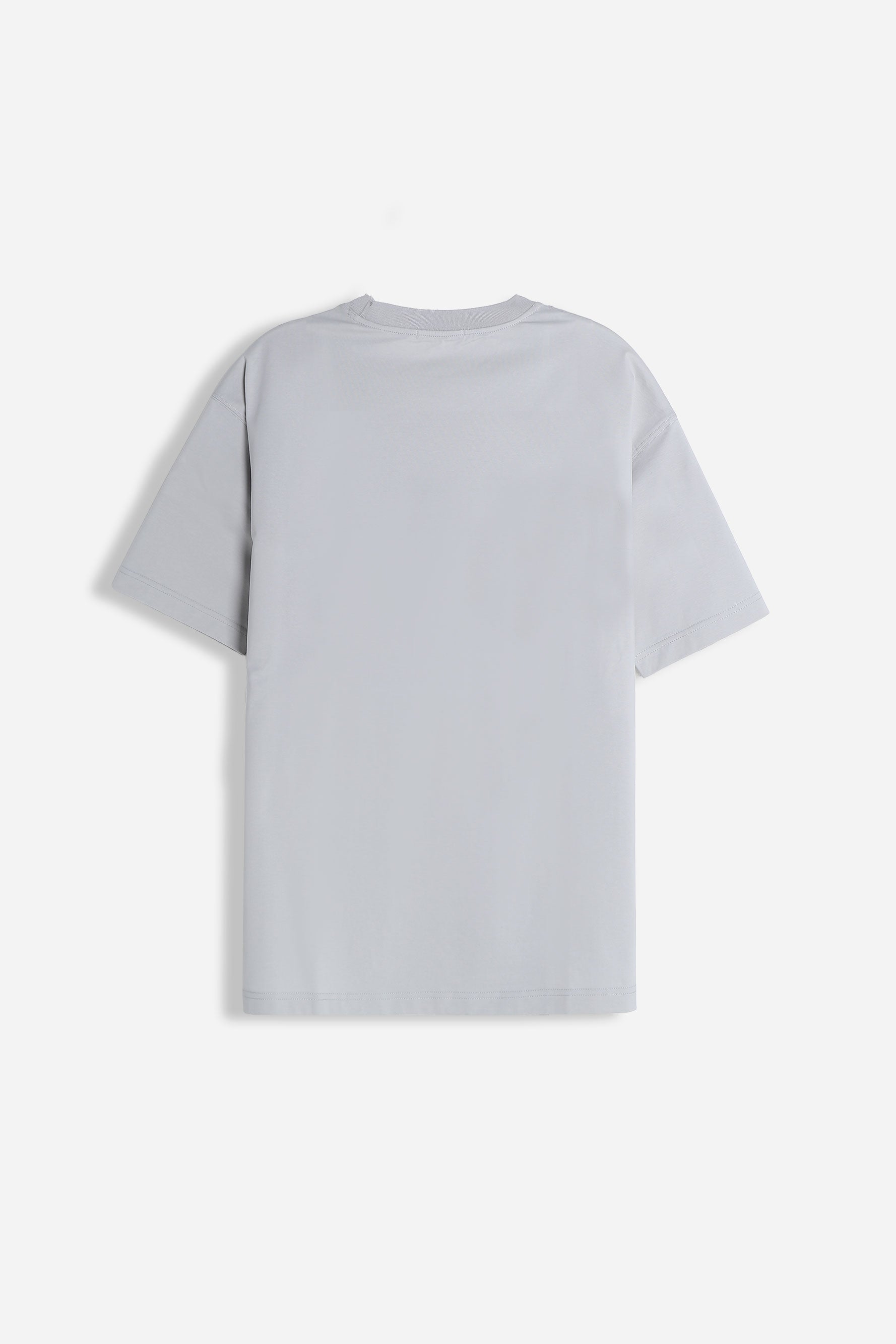 T-SHIRT GIROCOLLO STRETCH CON COLLO E TASCHINO A COSTINE GRIGIO GHIACCIO