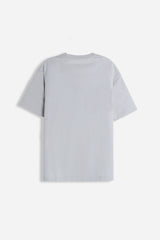 T-SHIRT GIROCOLLO STRETCH CON COLLO E TASCHINO A COSTINE GRIGIO GHIACCIO