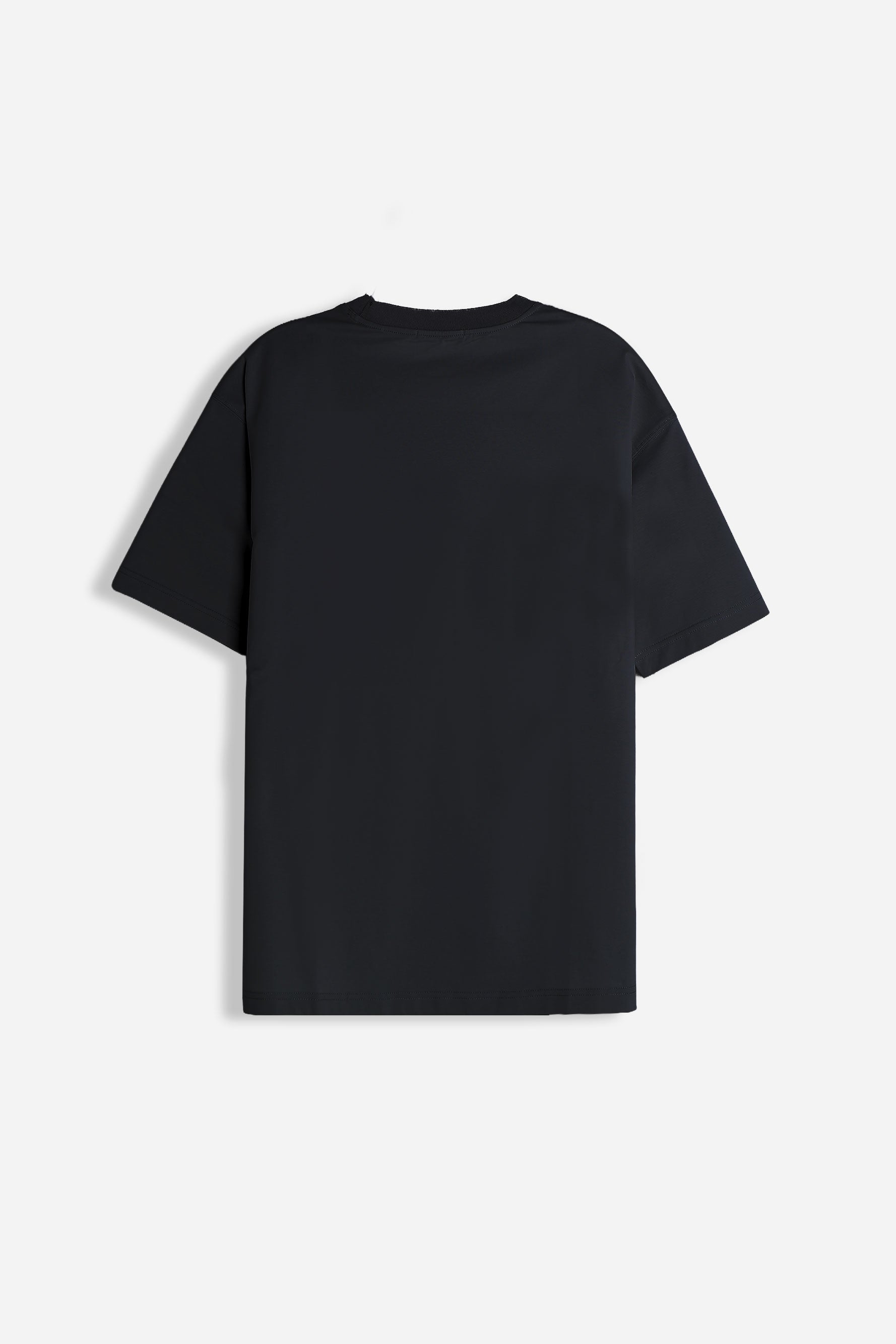 T-SHIRT GIROCOLLO STRETCH CON COLLO E TASCHINO A COSTINE NERO