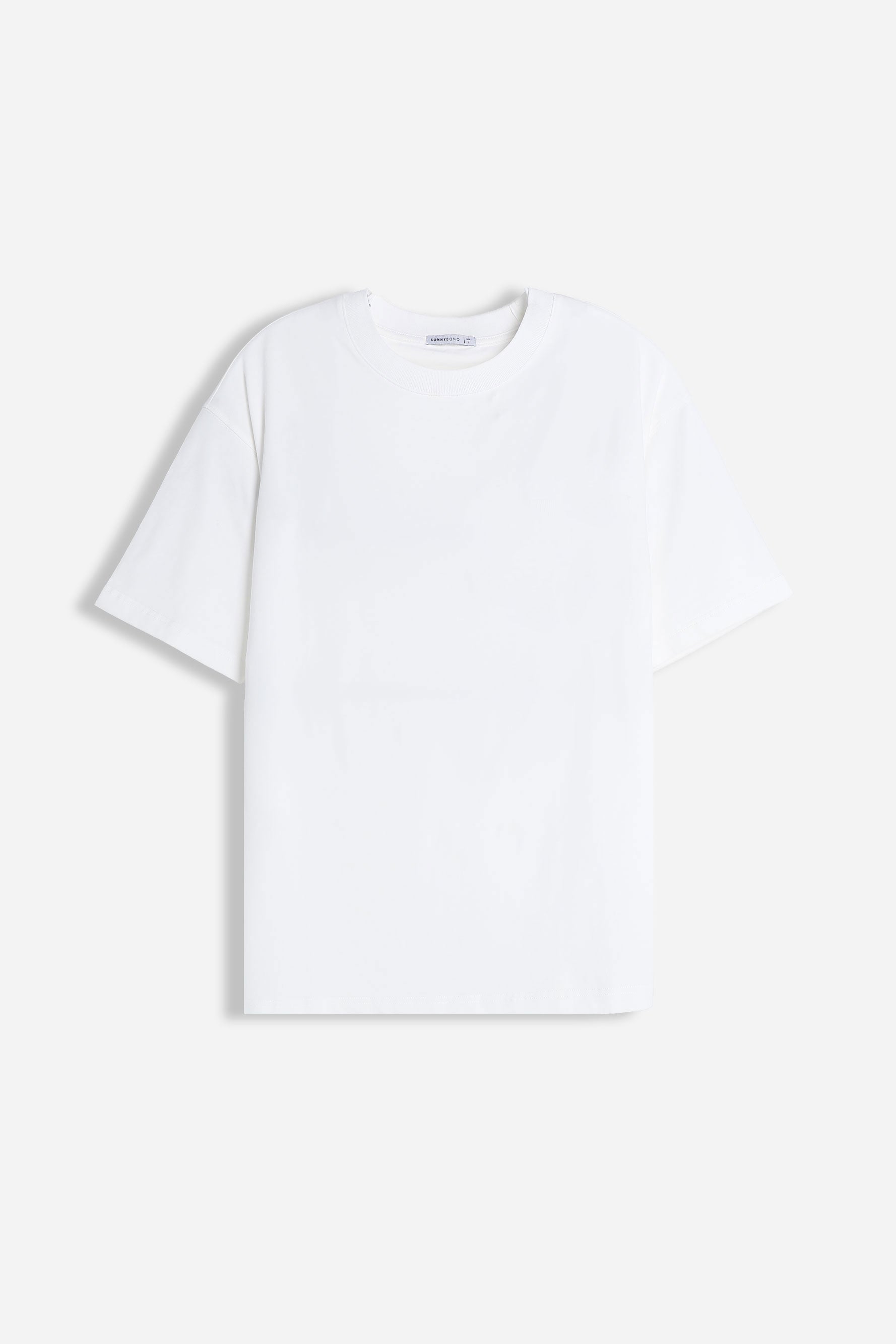 T-SHIRT GIROCOLLO STRETCH CON COLLO A COSTINE BIANCO