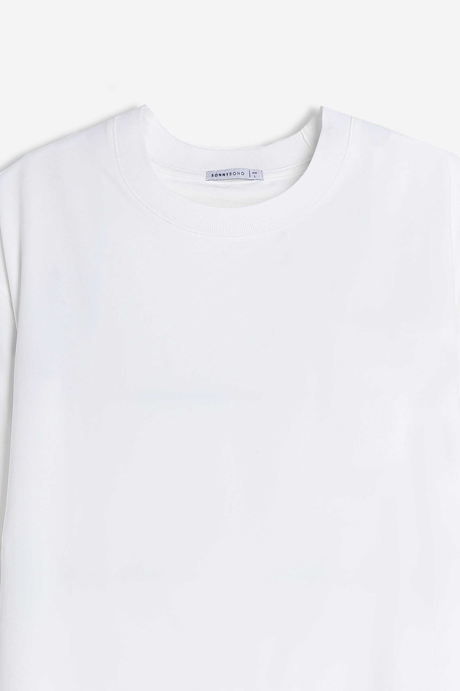 T-SHIRT GIROCOLLO STRETCH CON COLLO A COSTINE BIANCO