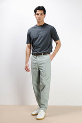 T-SHIRT GIROCOLLO STRETCH CON COLLO A COSTINE GRIGIO SCURO