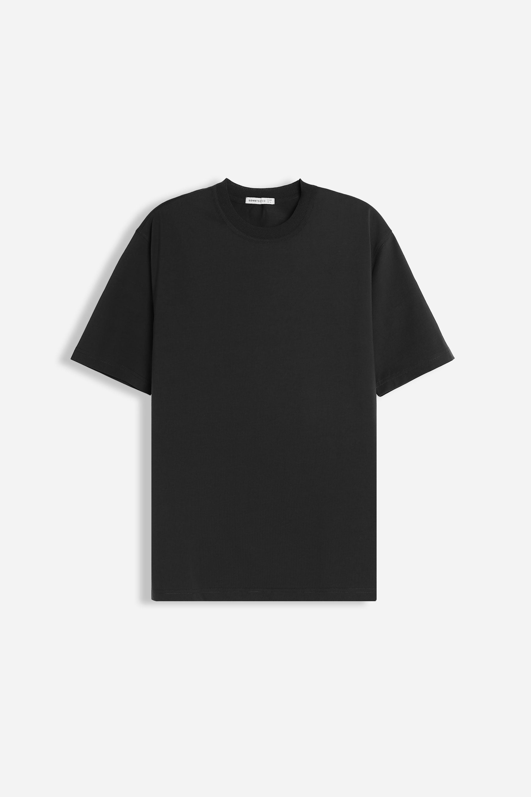 T-SHIRT GIROCOLLO STRETCH CON COLLO A COSTINE NERO