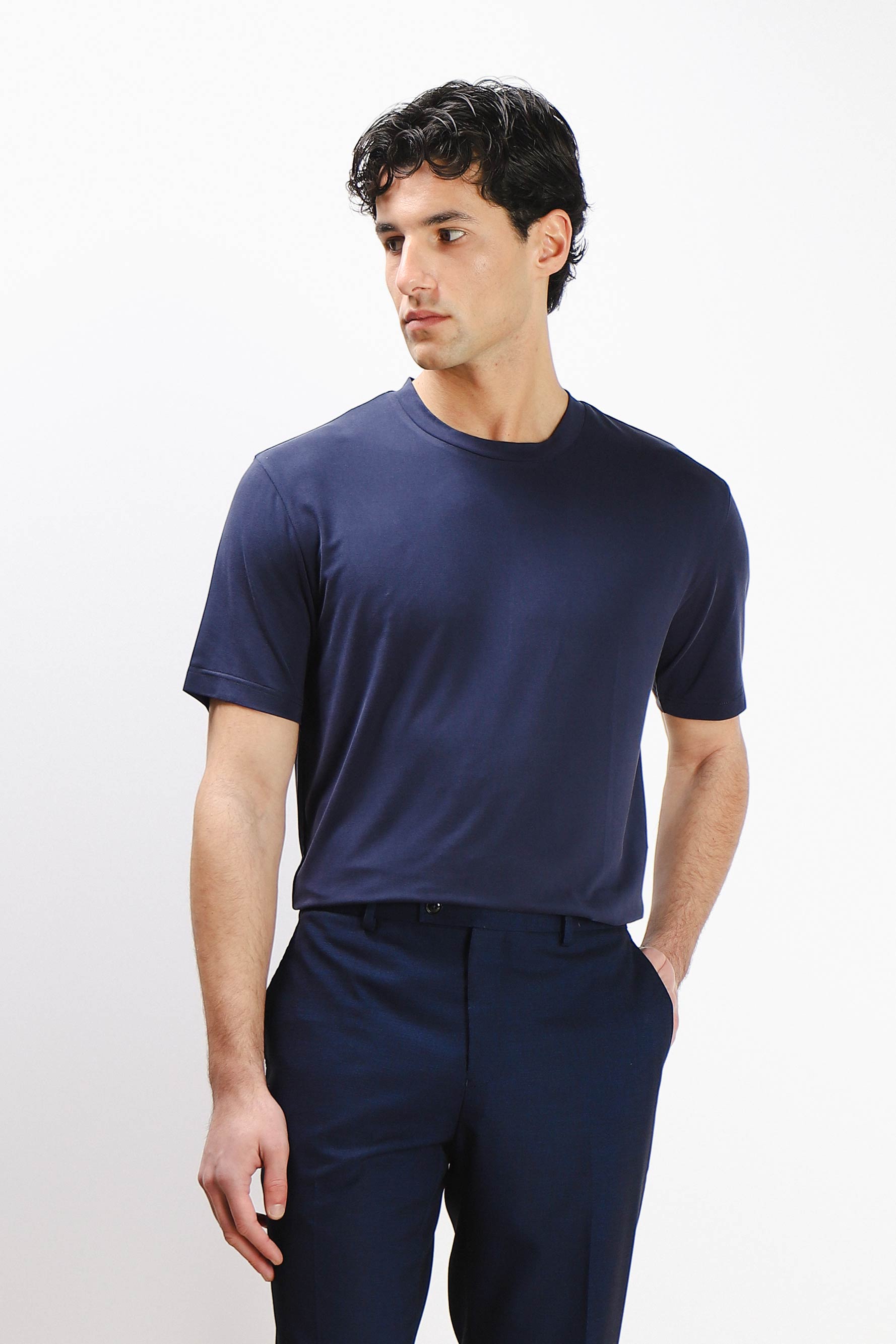 T-SHIRT GIROCOLLO SOFT TOUCH BLEU