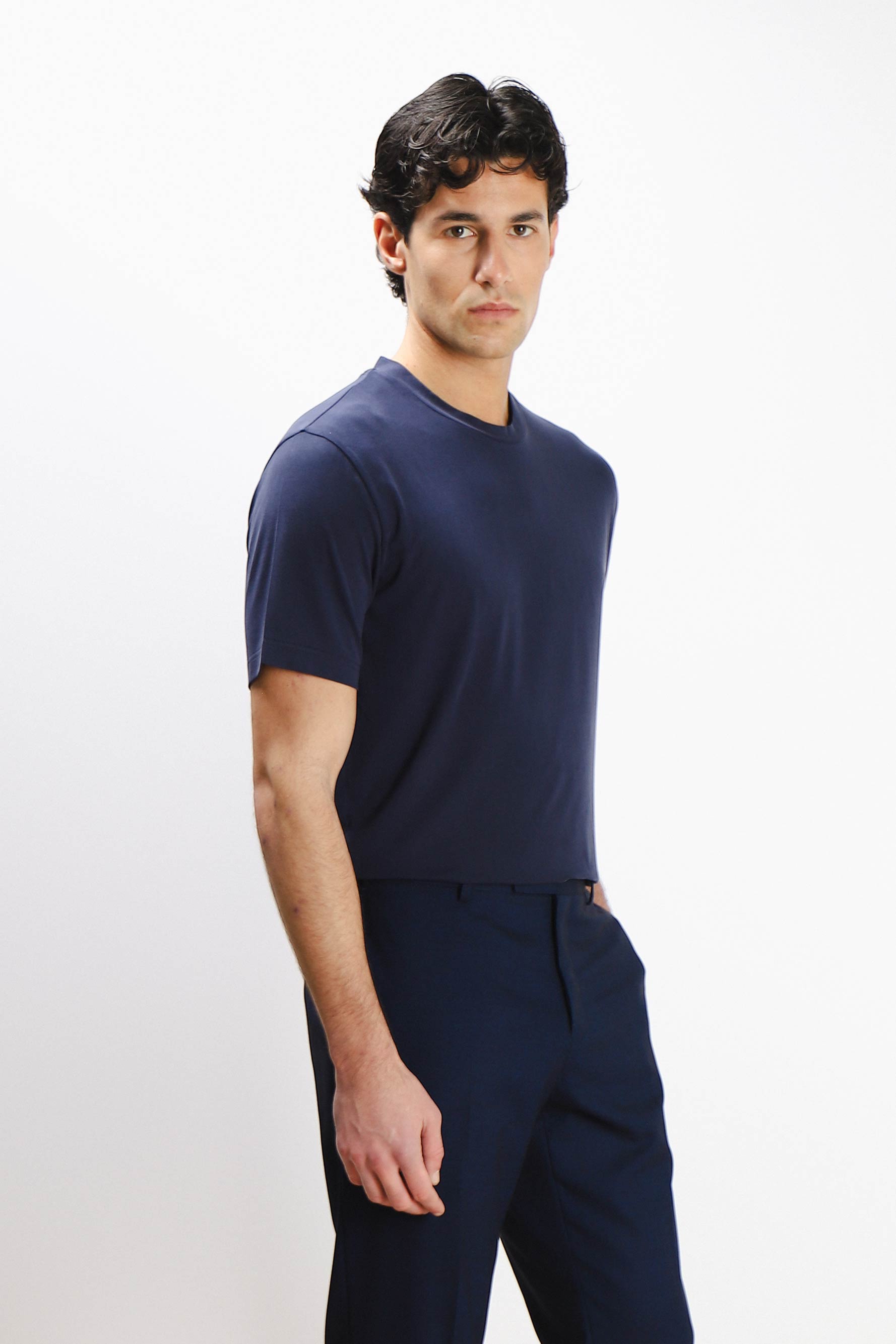 T-SHIRT GIROCOLLO SOFT TOUCH BLEU