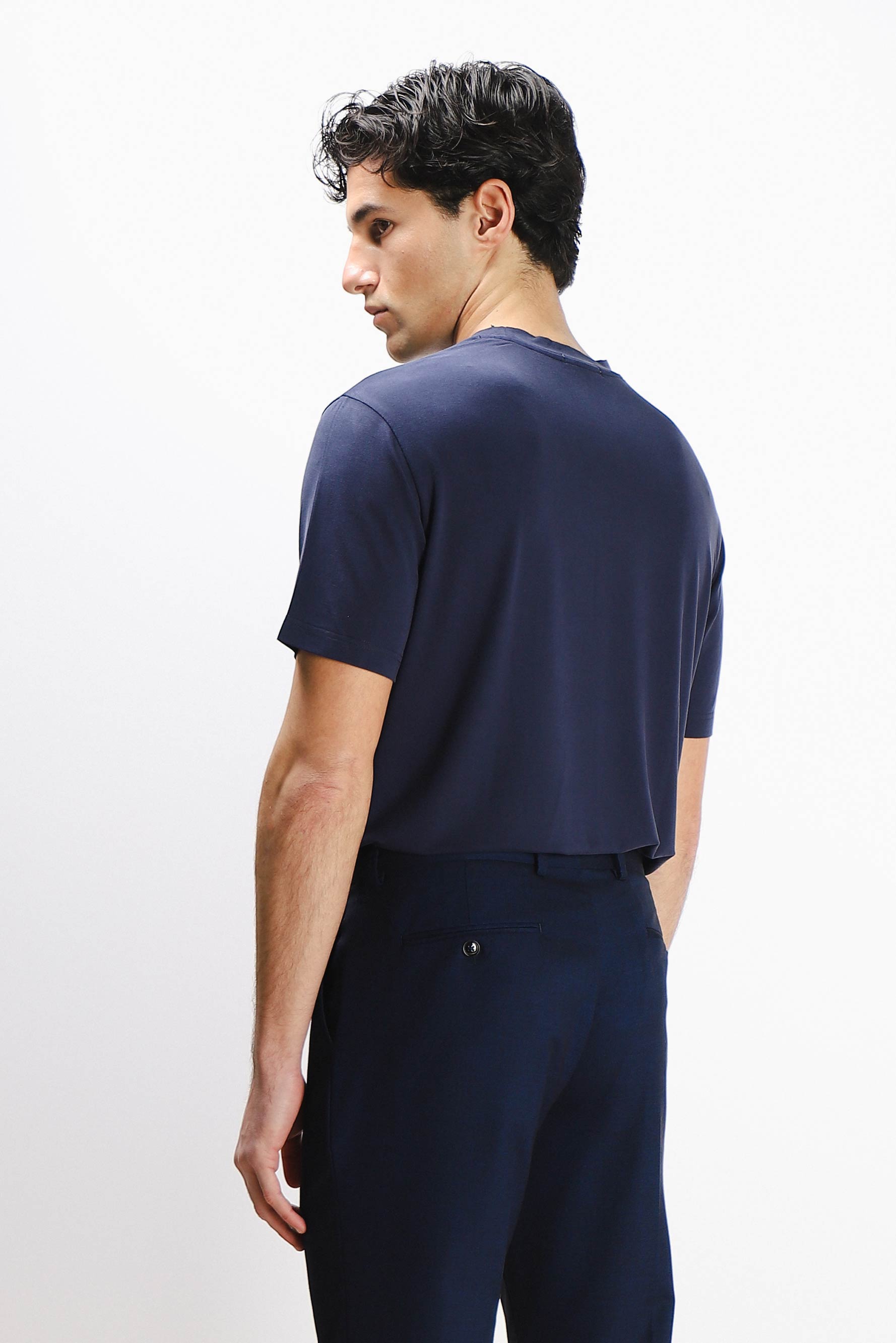T-SHIRT GIROCOLLO SOFT TOUCH BLEU