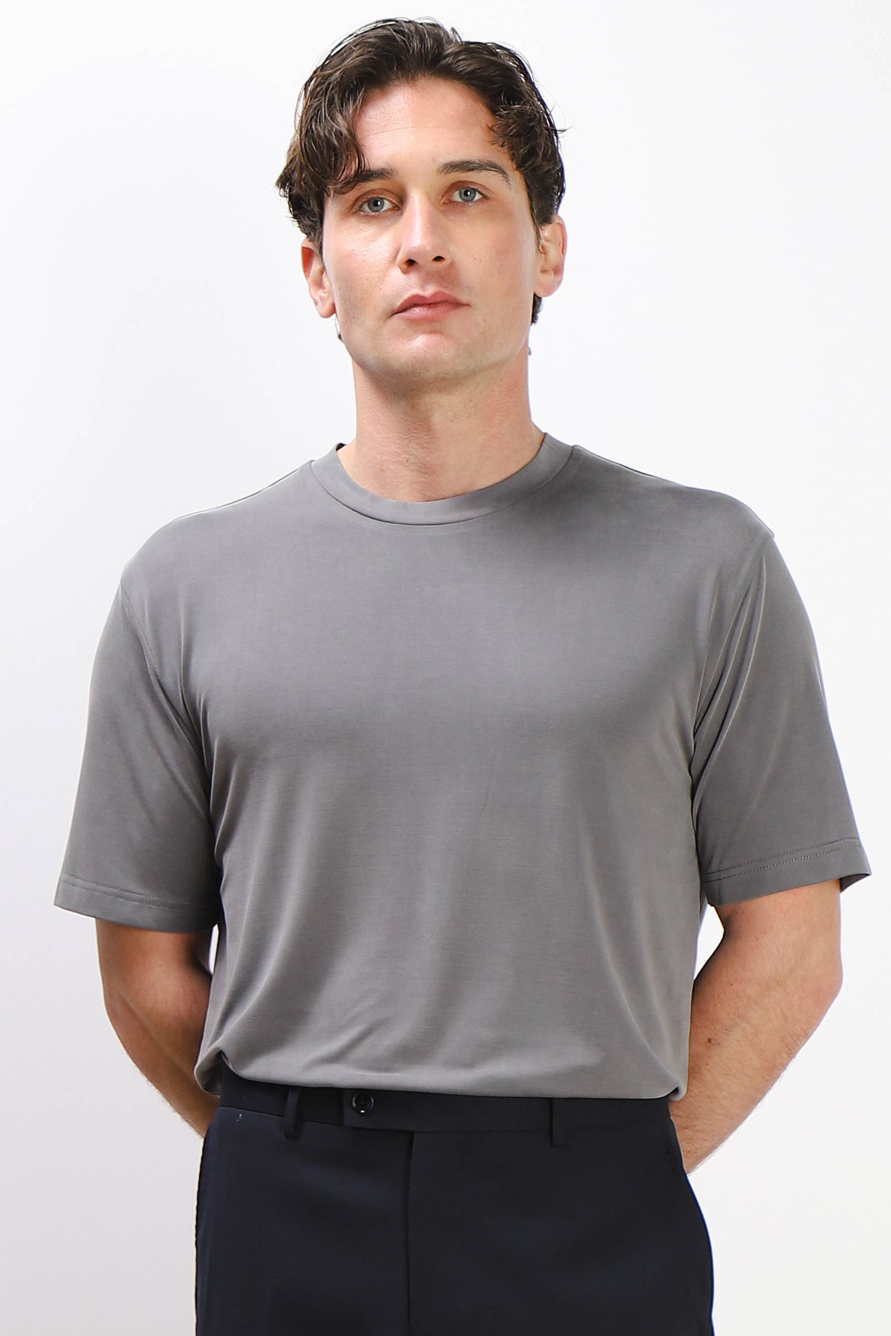 T-SHIRT GIROCOLLO SOFT TOUCH GRIGIO SCURO