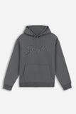 FELPA CON CAPPUCCIO E MARSUPIO CON LOGO RICAMATO GRIGIO SCURO - Sonnybono