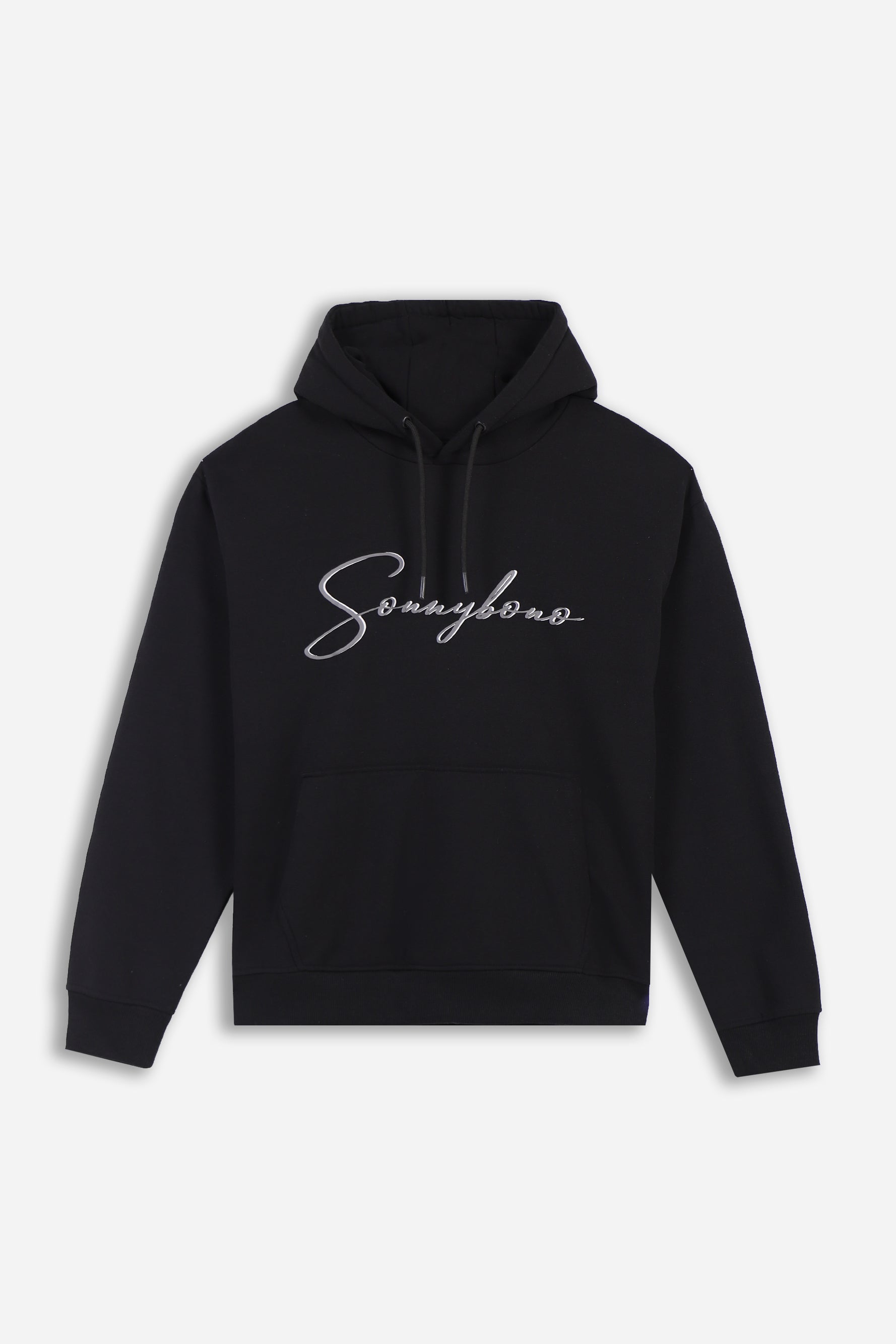 FELPA CON CAPPUCCIO E MARSUPIO CON LOGO RICAMATO NERO - Sonnybono