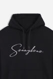 FELPA CON CAPPUCCIO E MARSUPIO CON LOGO RICAMATO NERO - Sonnybono