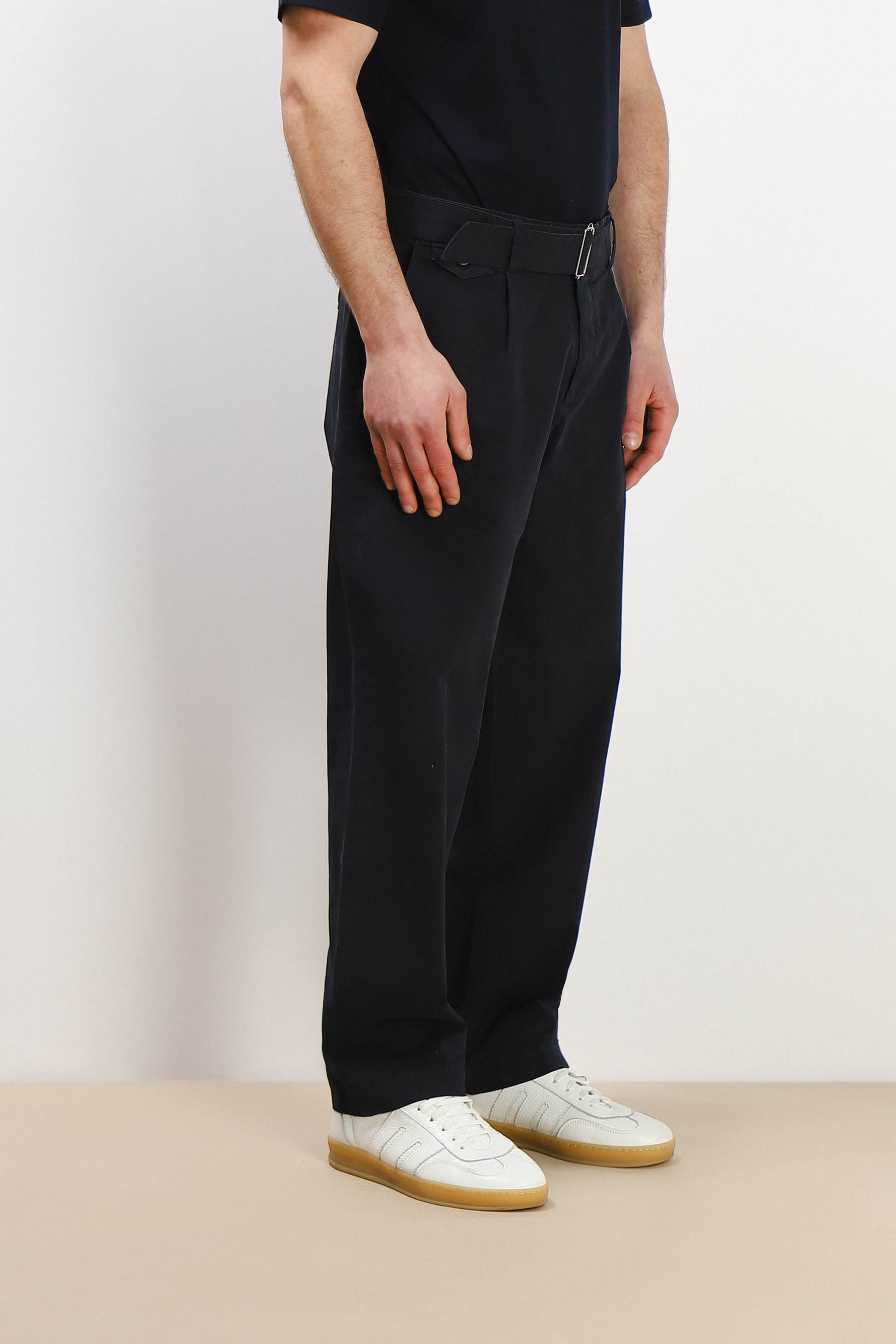 PANTALONE CHINO DOPPIA PENCE E CINTURINO BLEU