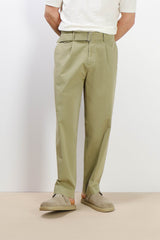 PANTALONE CHINO DOPPIA PENCE E CINTURINO KAKI