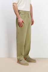 PANTALONE CHINO DOPPIA PENCE E CINTURINO KAKI