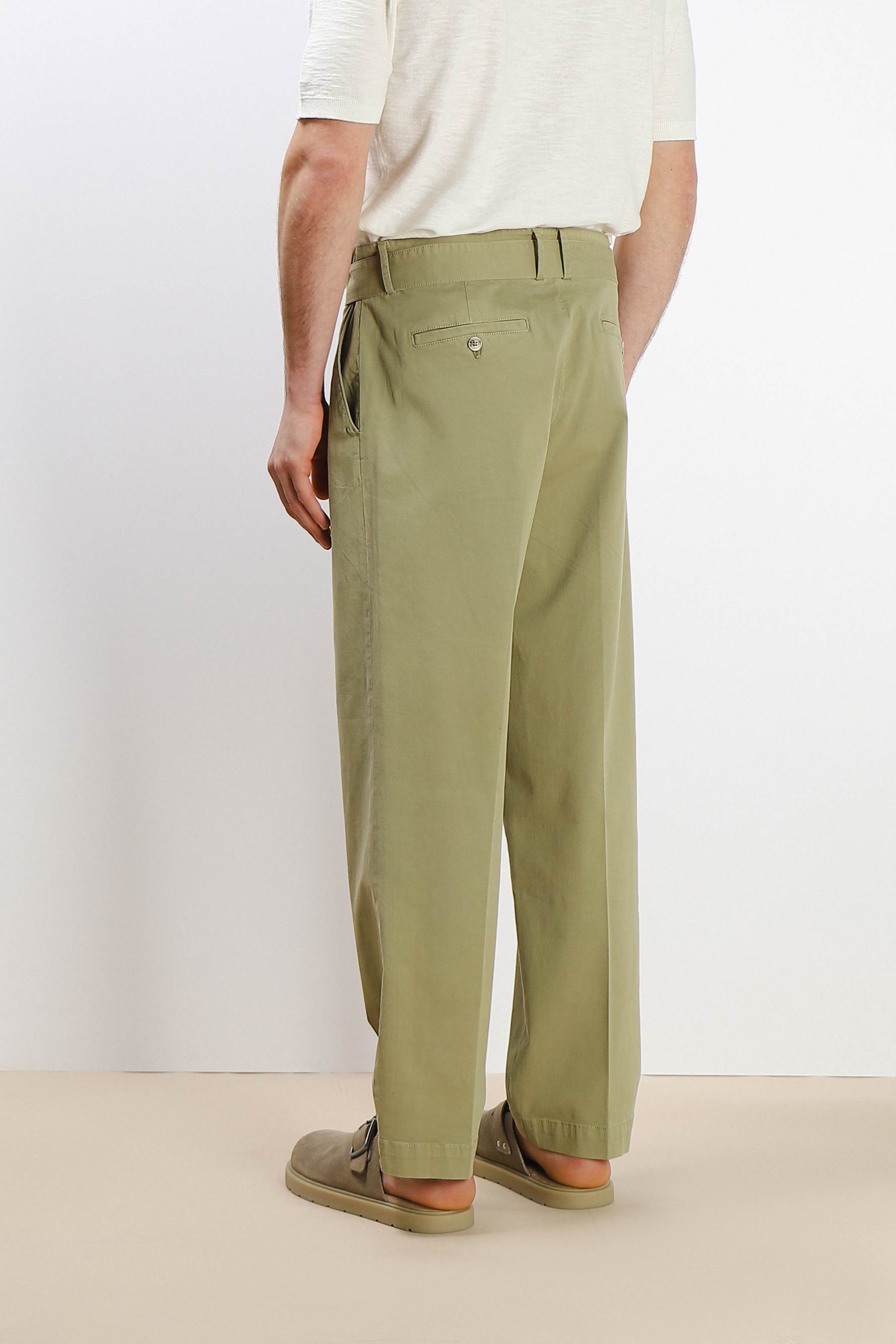 PANTALONE CHINO DOPPIA PENCE E CINTURINO KAKI