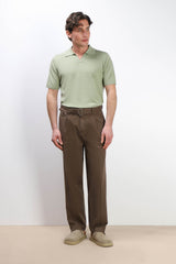PANTALONE CHINO DOPPIA PENCE E CINTURINO MORO