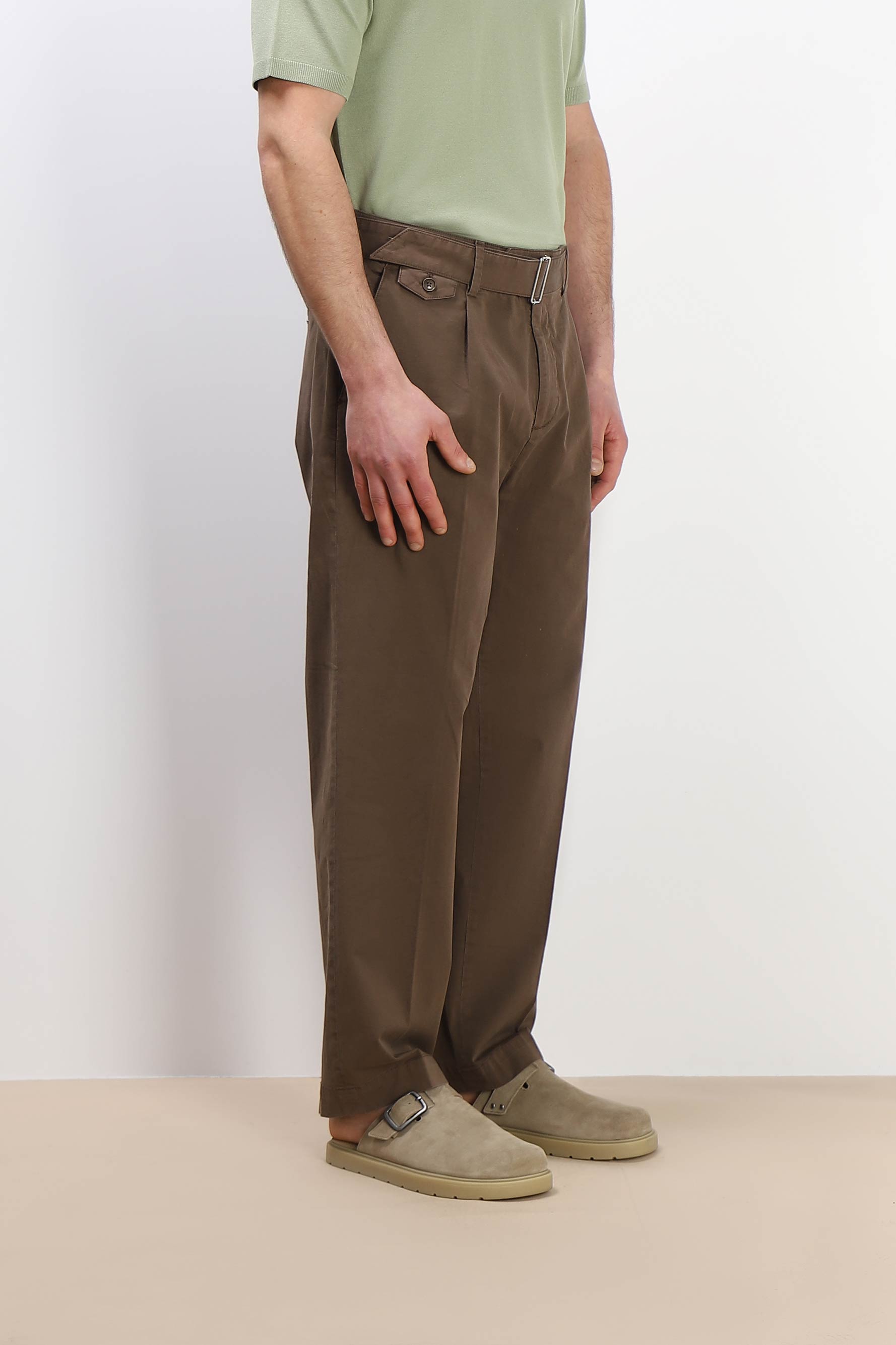 PANTALONE CHINO DOPPIA PENCE E CINTURINO MORO