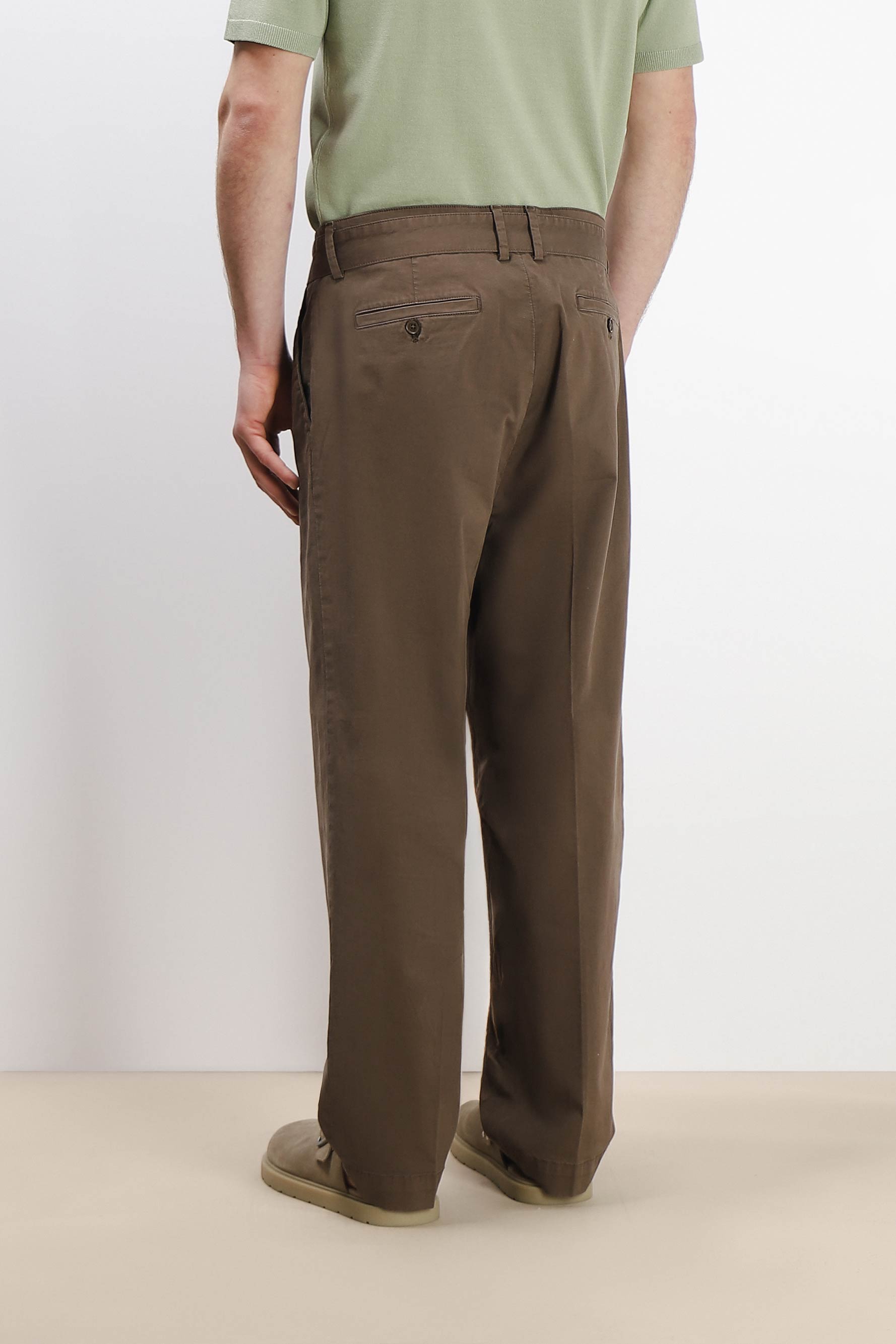 PANTALONE CHINO DOPPIA PENCE E CINTURINO MORO