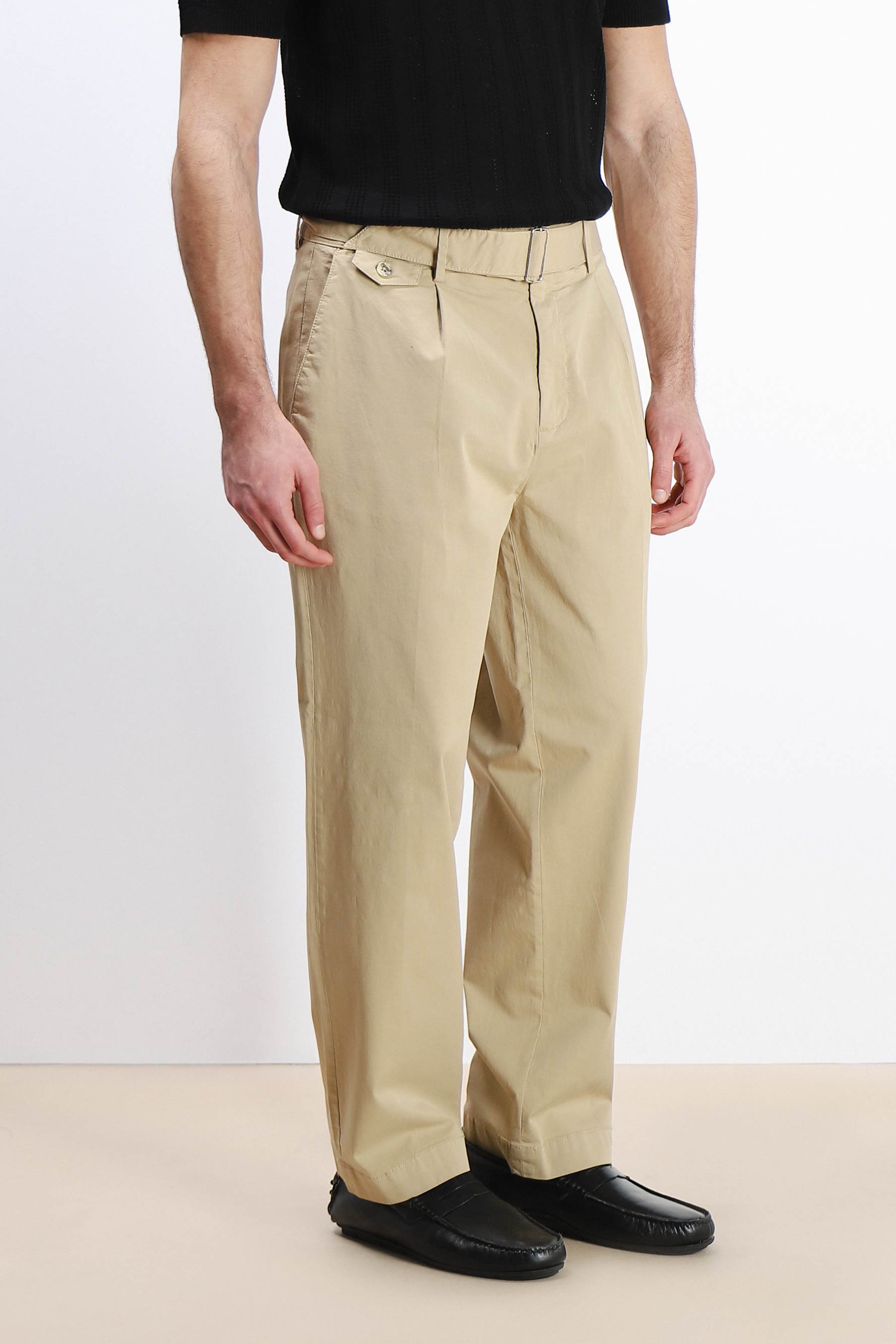 PANTALONE CHINO DOPPIA PENCE E CINTURINO BEIGE SCURO