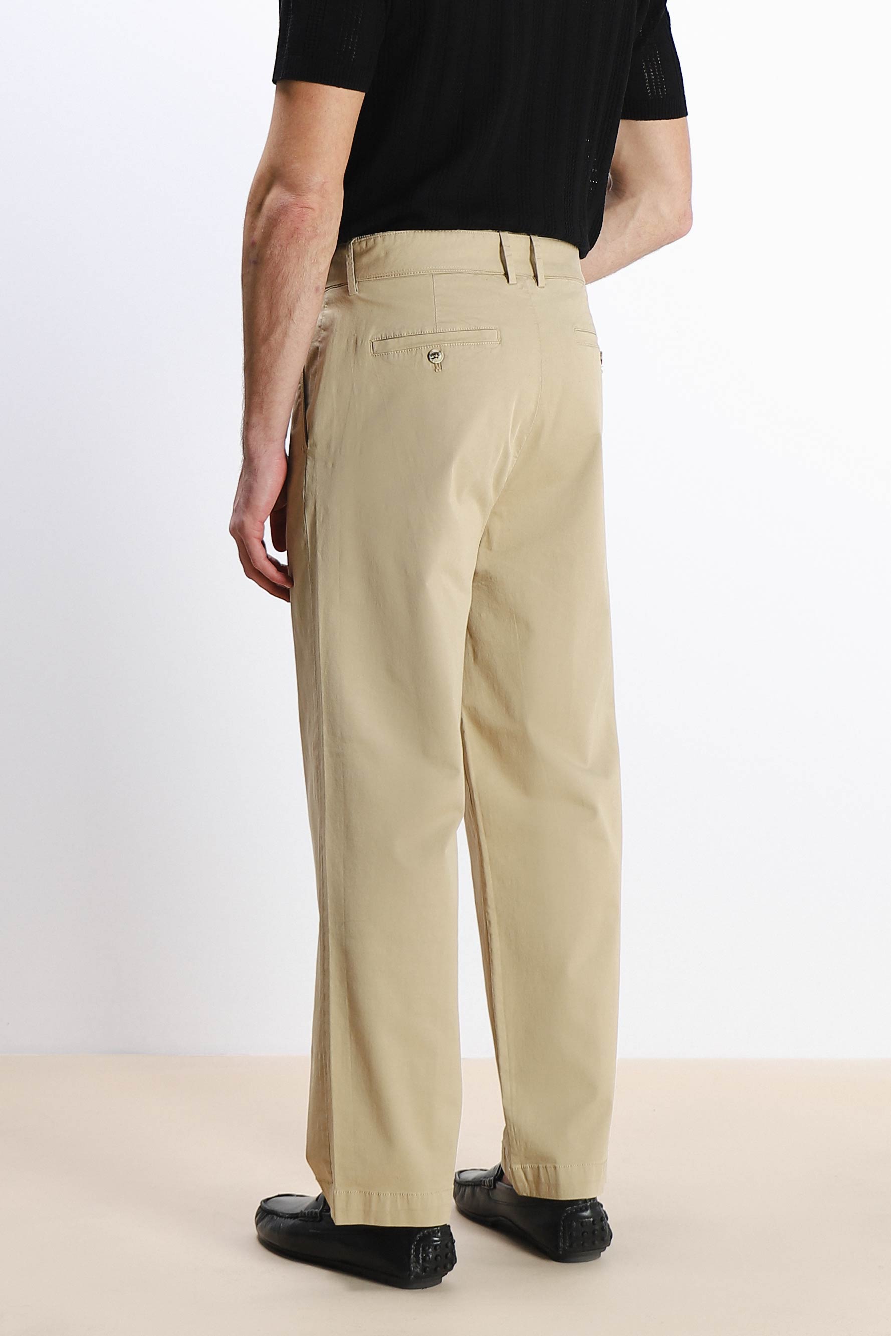 PANTALONE CHINO DOPPIA PENCE E CINTURINO BEIGE SCURO