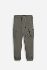PANTALONE JOGGER CON TASCONI VERDE MILITARE