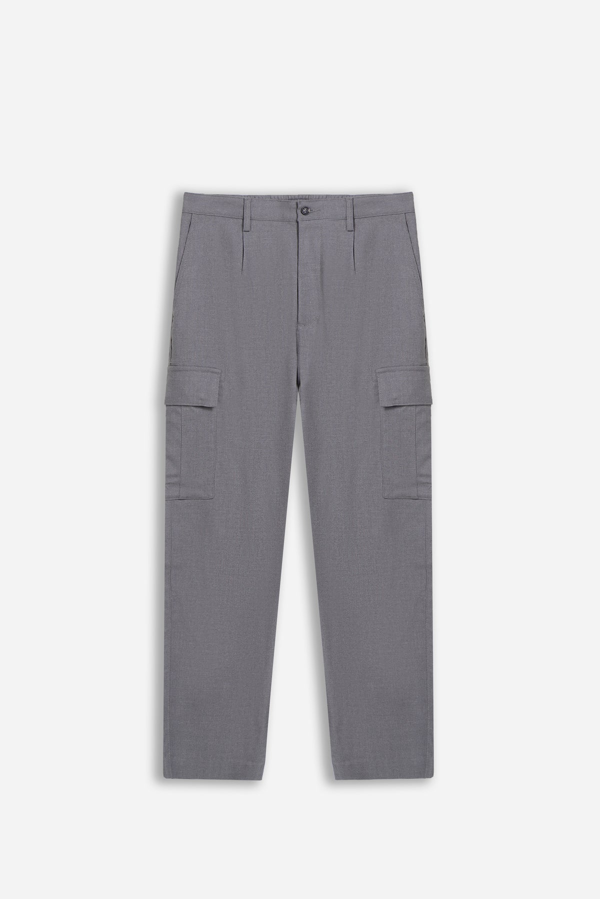 PANTALONE CON TASCONI ED ELASTICO IN VITA GRIGIO MEDIO
