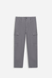PANTALONE CON TASCONI ED ELASTICO IN VITA GRIGIO MEDIO - Sonnybono