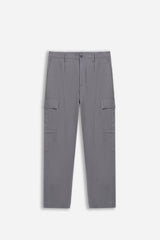 PANTALONE CON TASCONI ED ELASTICO IN VITA GRIGIO MEDIO