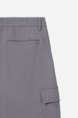 PANTALONE CON TASCONI ED ELASTICO IN VITA GRIGIO MEDIO
