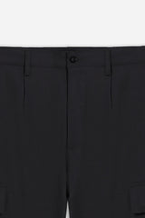 PANTALONE CON TASCONI ED ELASTICO IN VITA NERO