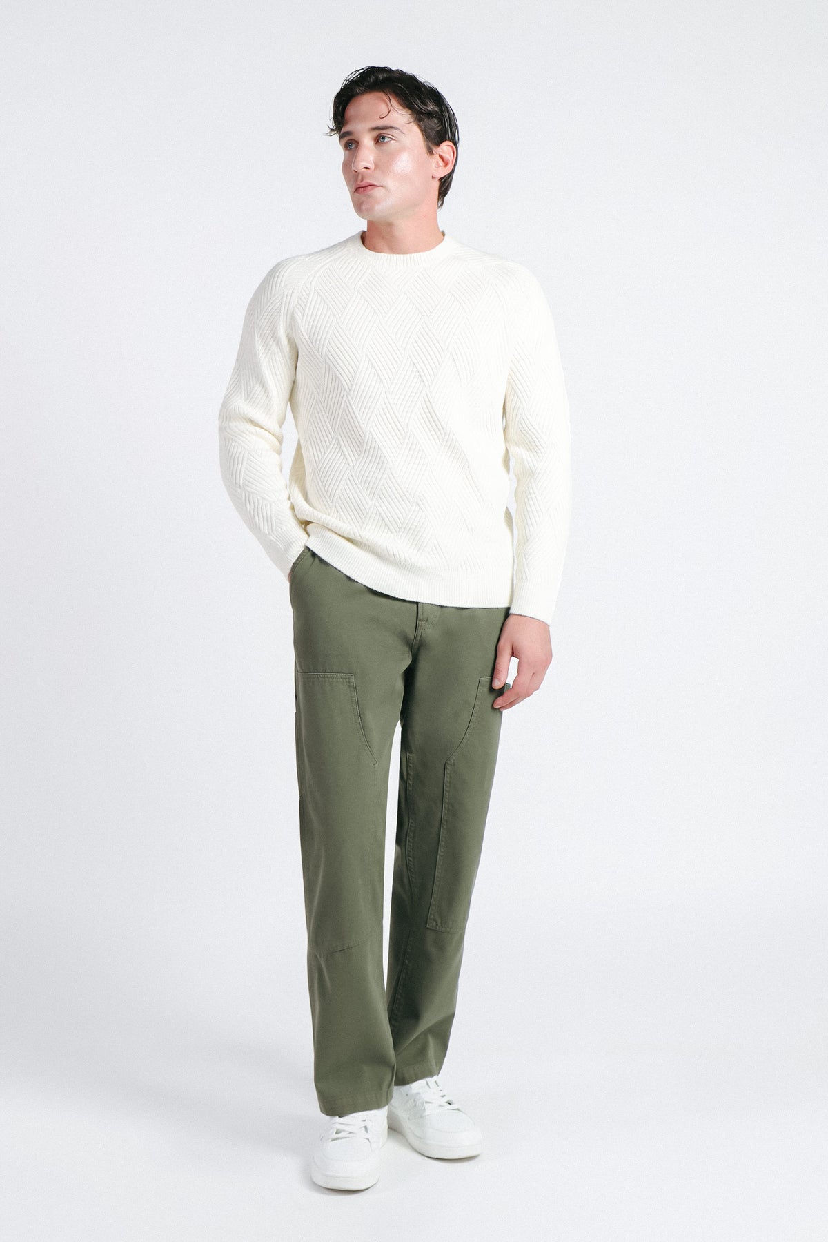 PANTALONE MODELLO WORKER VERDE MILITARE - Sonnybono