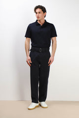 PANTALONE CHINO DOPPIA PENCE E CINTURINO BLEU