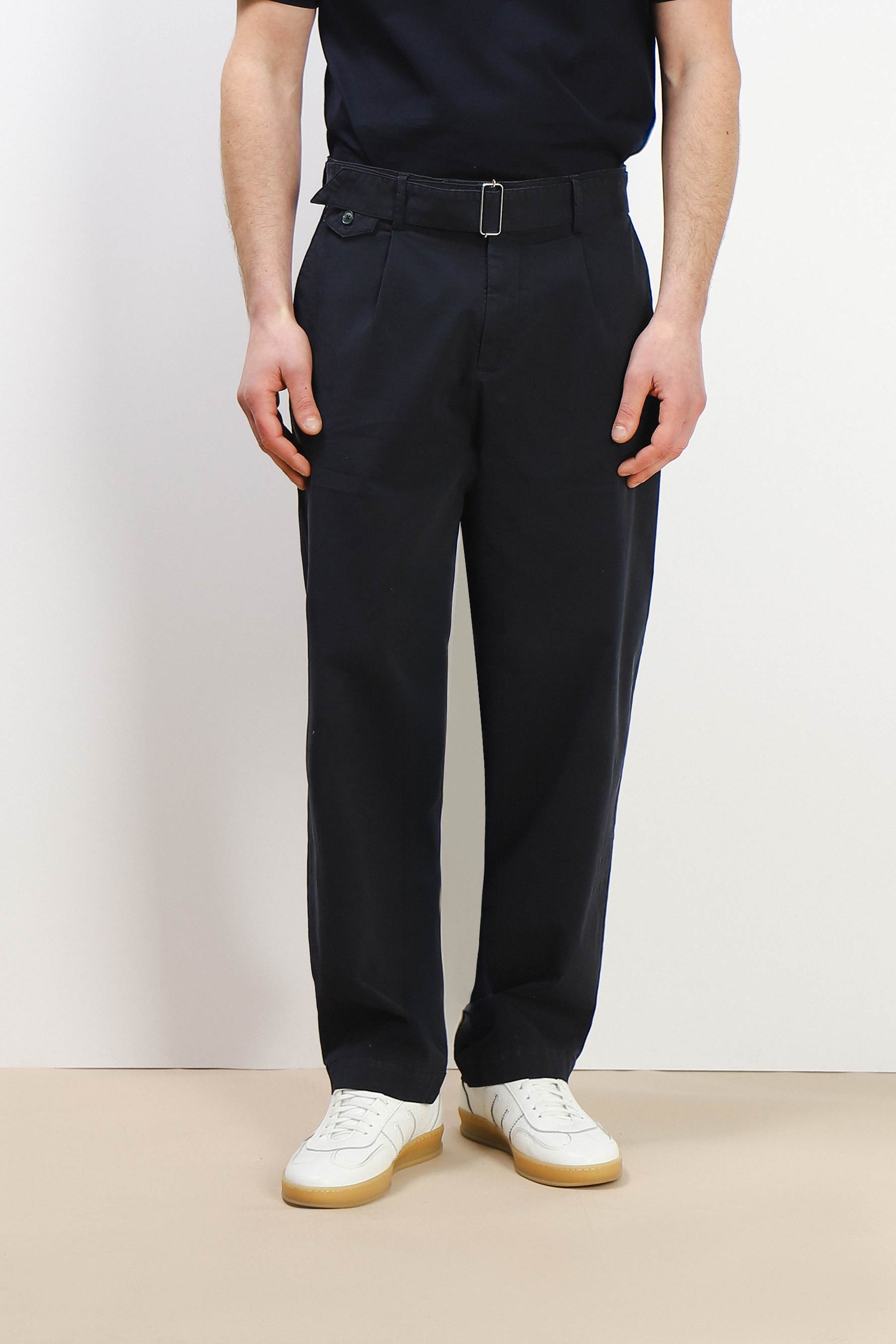 PANTALONE CHINO DOPPIA PENCE E CINTURINO BLEU