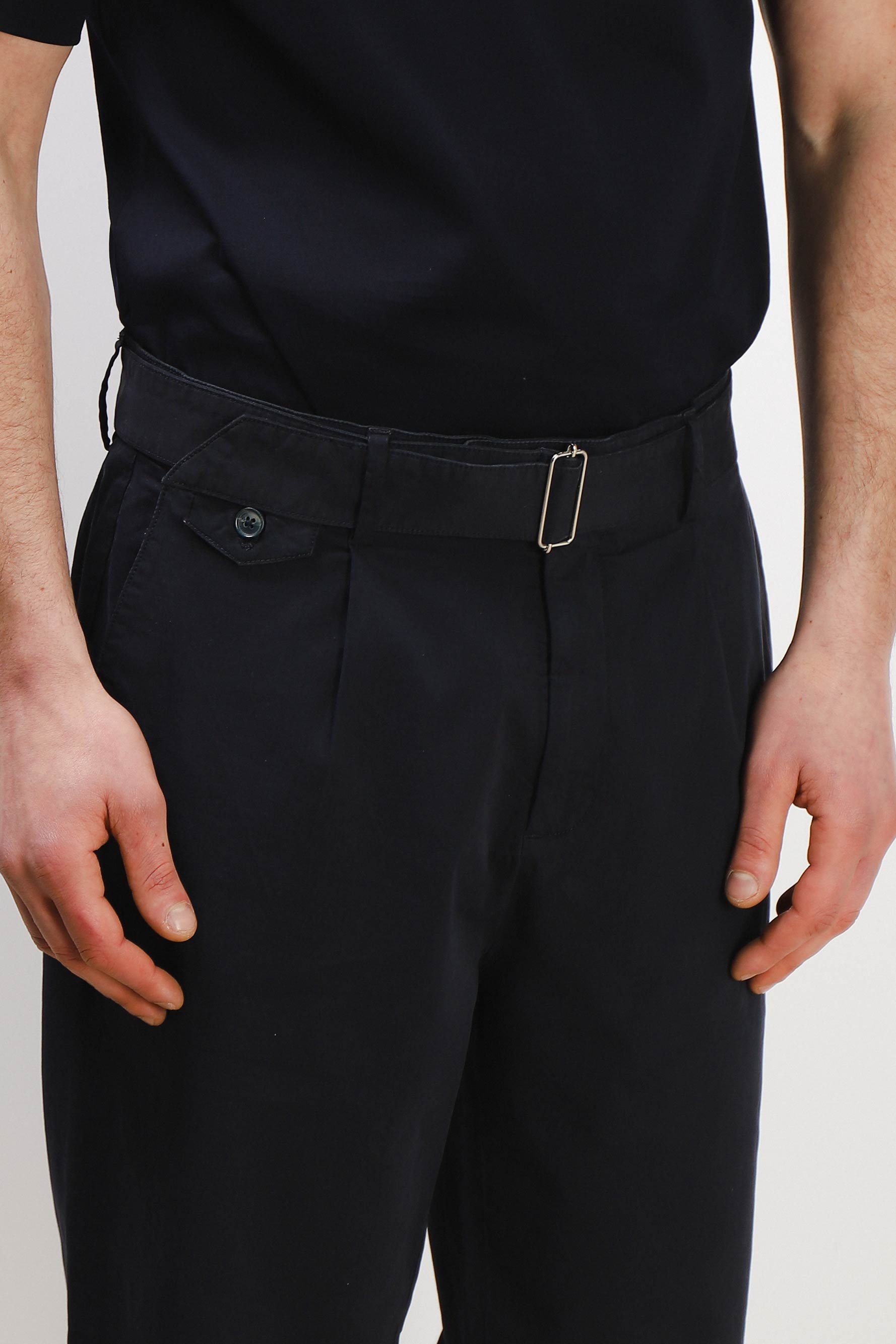 PANTALONE CHINO DOPPIA PENCE E CINTURINO BLEU