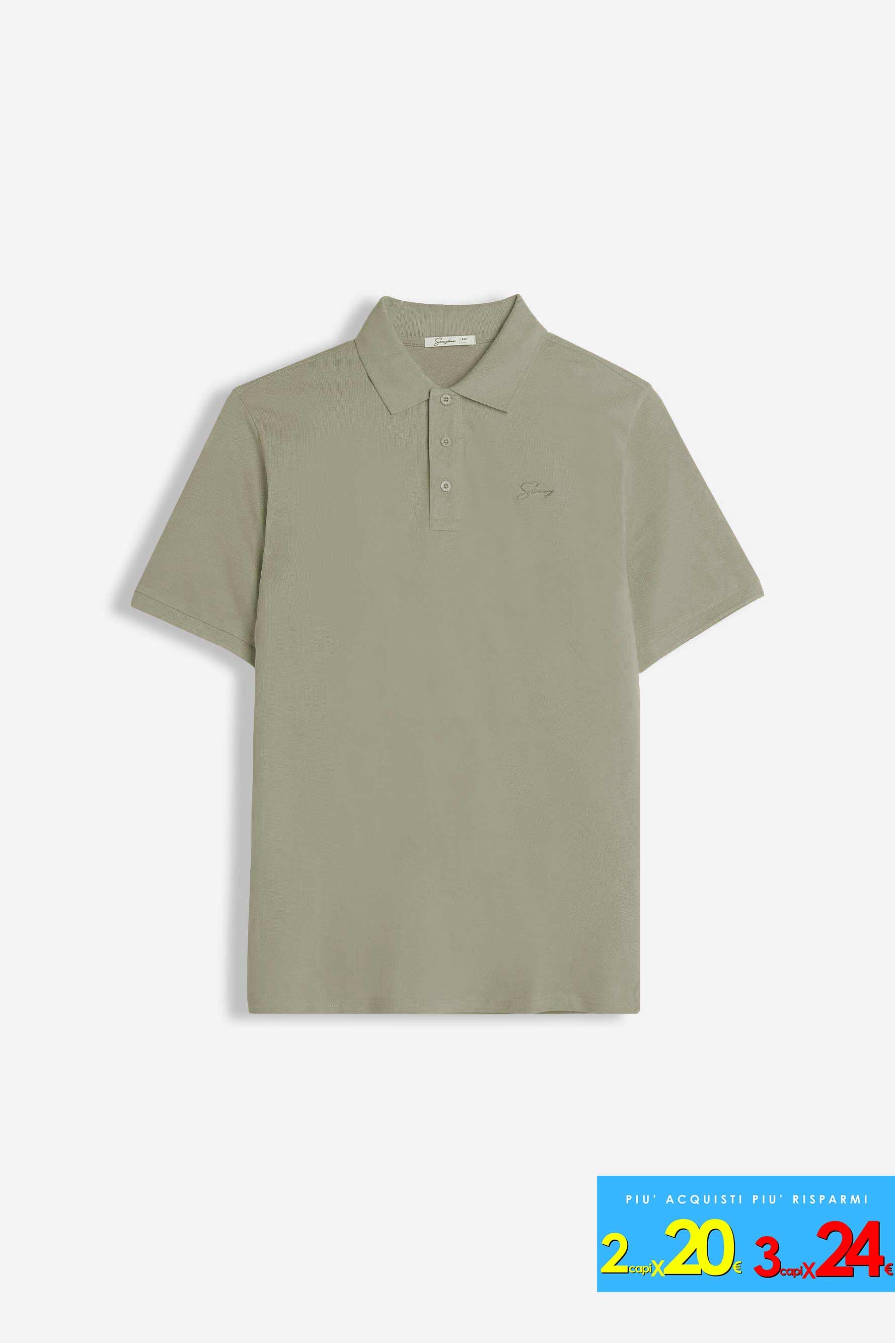 POLO PIQUET BASIC TINTA UNITA KAKI