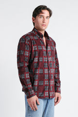 CAMICIA IN PILE STAMPATA F BORDEAUX